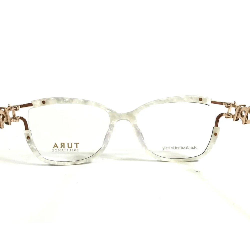 Tura Brilliance Eyeglasses Frames TE272 BLK Black Ivory Gold Crystals 54-16-145
